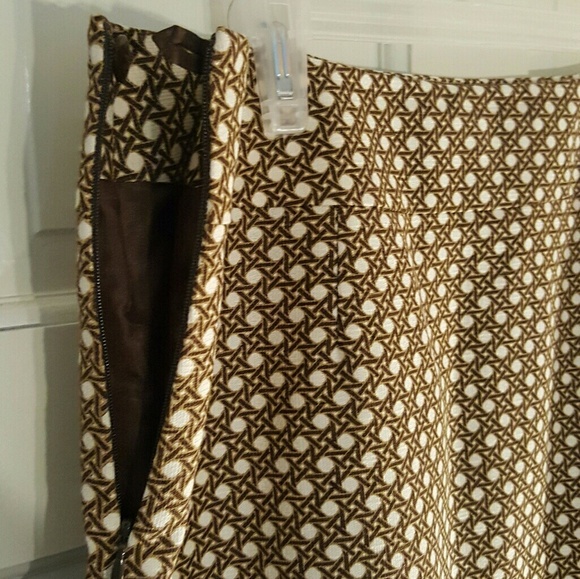 Talbots Basket Weave Brown Print Skirt size 14 EUC - Picture 4 of 7